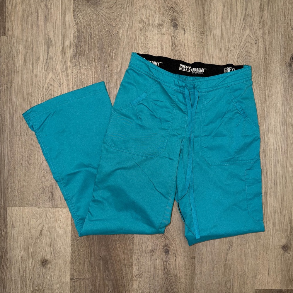 Grey’s Anatomy Barco Scrub Pants Teal Drawstring Elastic Waist XXS